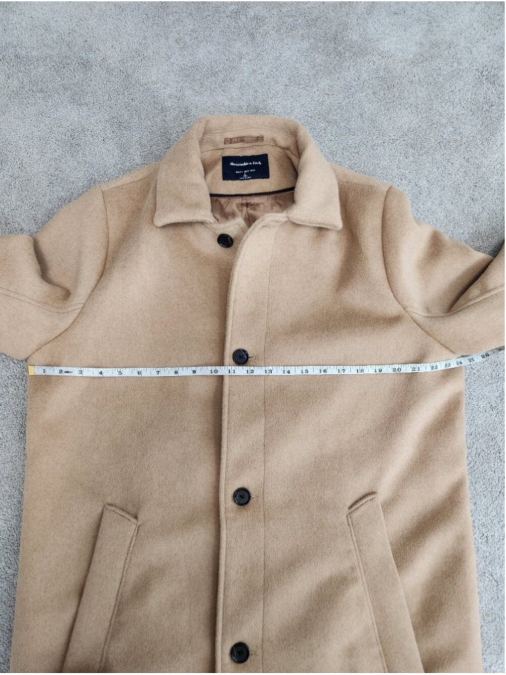 Abercrombie & Fitch Men's Size Large Tall Tan Wool Blend Work Coat Professional - Picture 7 of 16